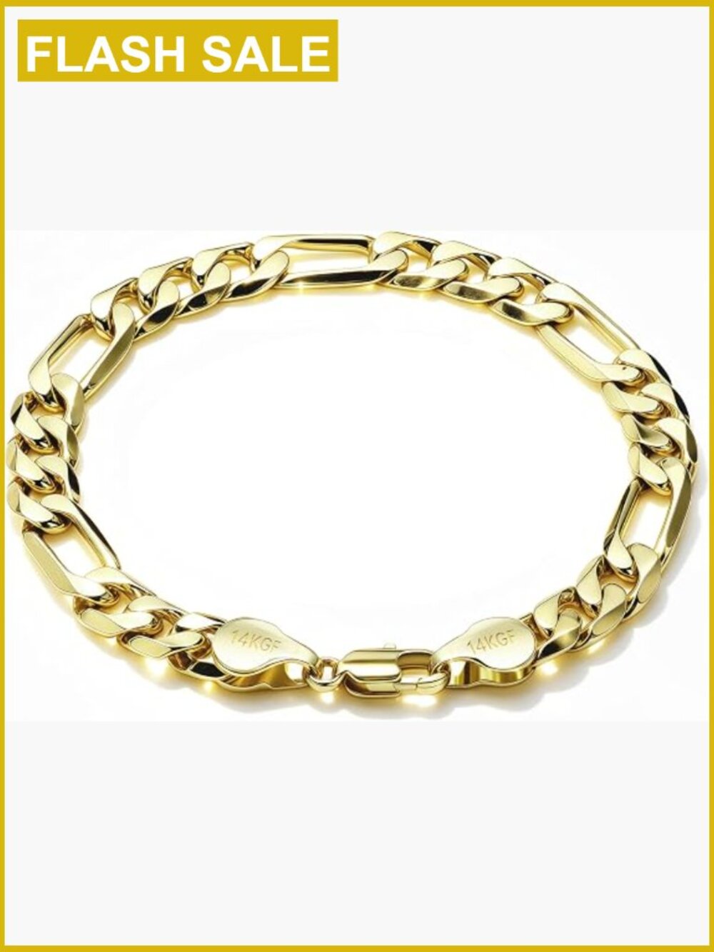 14K Gold Filled Figaro Bracelet, Dainty Link Chain, 7.5-8.5in, Lobster Clasp
